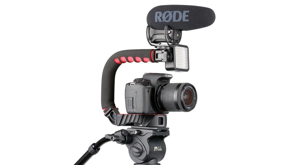 Ulanzi U-Grip Pro Triple Shoe Mount Video Stabilizer Handle Video Grip Camra Phone Video Rig Kit for Nikon Canon iPhone X 8 7