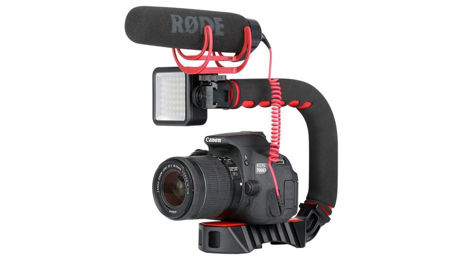 Ulanzi U-Grip Pro Triple Shoe Mount Video Stabilizer Handle Video Grip Camra Phone Video Rig Kit for Nikon Canon iPhone X 8 7