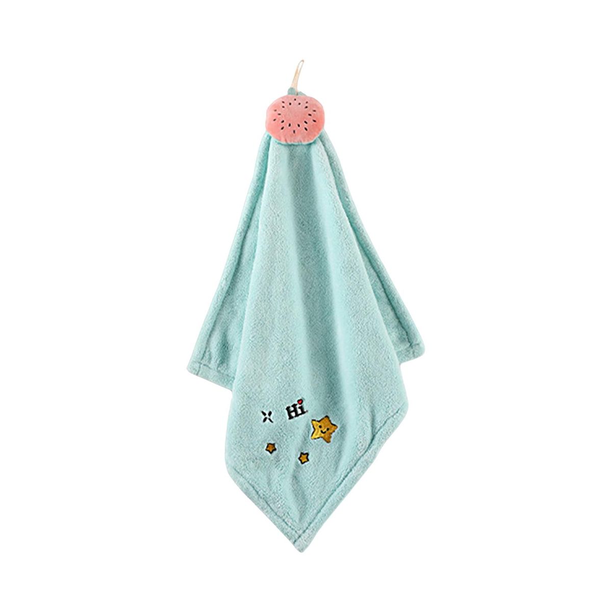 Drying Towel Lovely Cartoon Doll Embroidery Bath Hanging Drying Towel Green