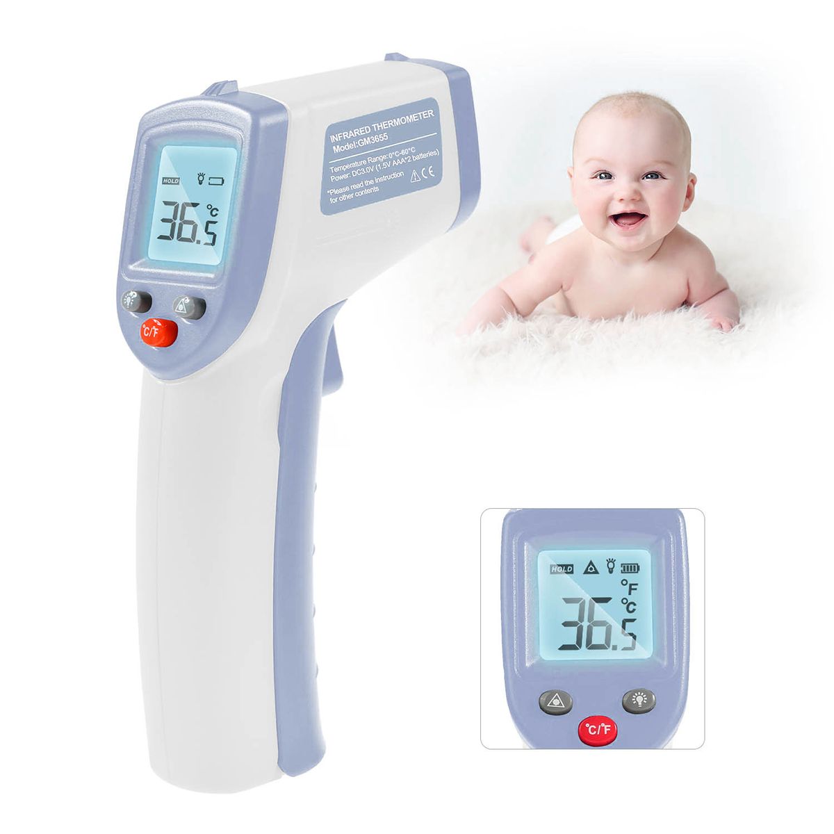Non-contact Infrared Thermometer 0~60℃ (32~140℉)