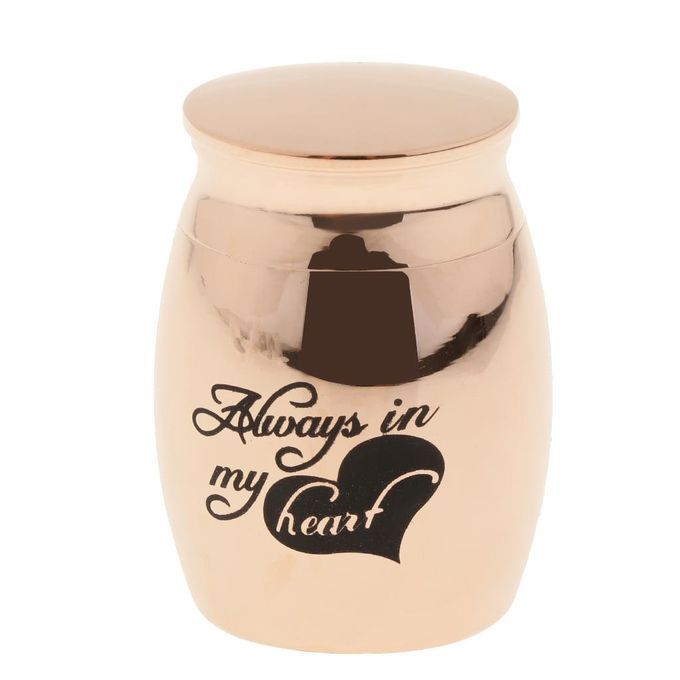 Stainless Steel Cremation Urn Ash Memorial Jar Always In My Heat
