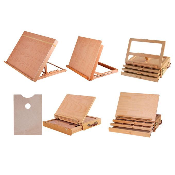 Desk Easel Artist Wooden Table Top Sketch Box Easel Drawer Art