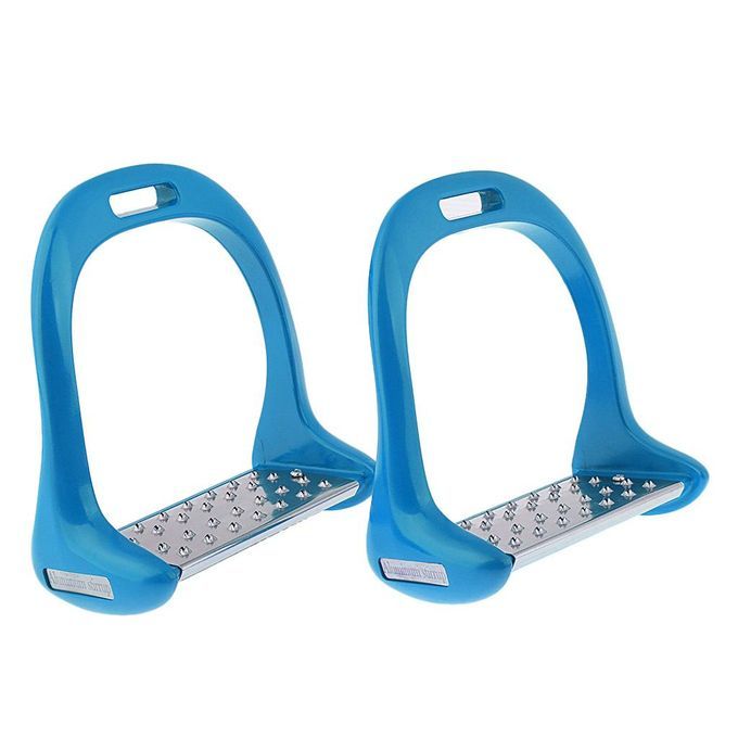 1Pair Stainless Steel Treads Horse Saddle English Stirrups Horse Blue
