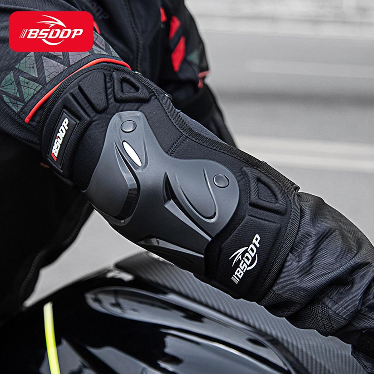 BSDDP Universal Pair of Adult Knee Brace and Elbow Guards Bicycle Bike Motorcycle Riding Knee Support Protective Pads for Motorcycle Cycling Racing Four Seasons