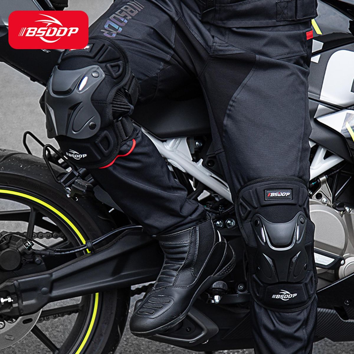 BSDDP Universal Pair of Adult Knee Brace and Elbow Guards Bicycle Bike Motorcycle Riding Knee Support Protective Pads for Motorcycle Cycling Racing Four Seasons
