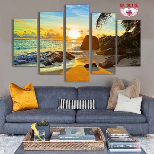 5Pcs Ocean Sunset Canvas Print Painting Unframed Wall Art Picture