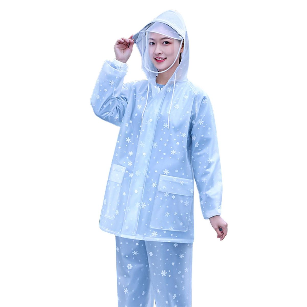 1 Set Rain Coat Removable Face Shield Rain Coat White