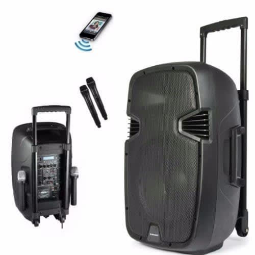Rechargeable Bluetooth Speaker System With Wireless Microphone Radio