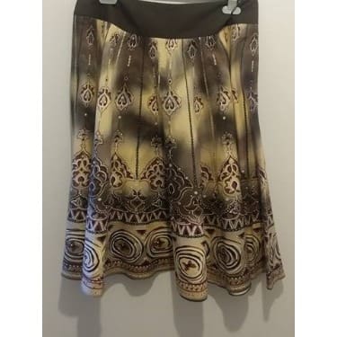 Brown & Gold A-Line Midi Skirt