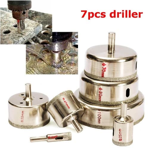 7pcs/set Metal Diamond Coated Core Hole Tile, Marble, Glass Saw Tilling Drill Bit