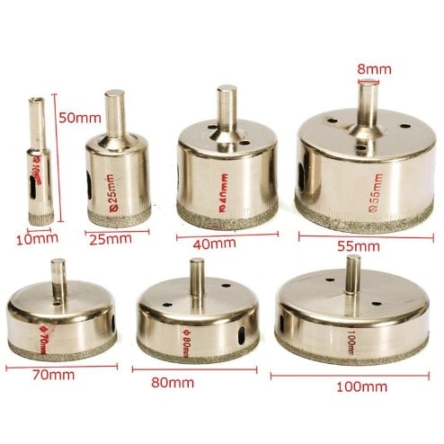 7pcs/set Metal Diamond Coated Core Hole Tile, Marble, Glass Saw Tilling Drill Bit