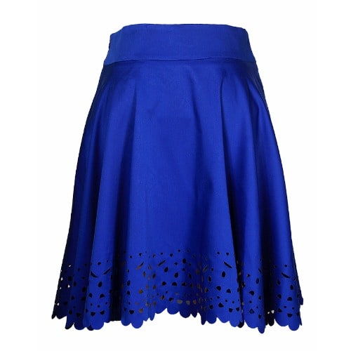 Women's High Waist A Line Pleated Full Skater Bubble Skirt- Blue
