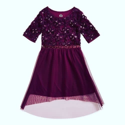 Girls Hi-low Glitter Dress - Purple
