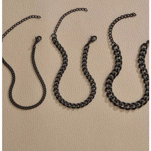 Trinique - Cuban Link Bracelet For Men - 7mm - 1 Piece - Black