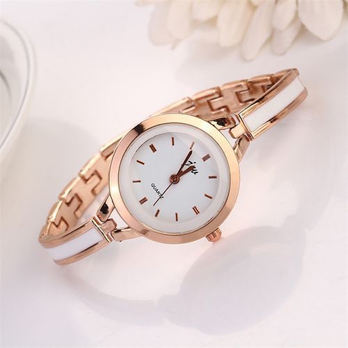 Ladies Classic Slim Small Round Dial Bracelet Watch - Gold