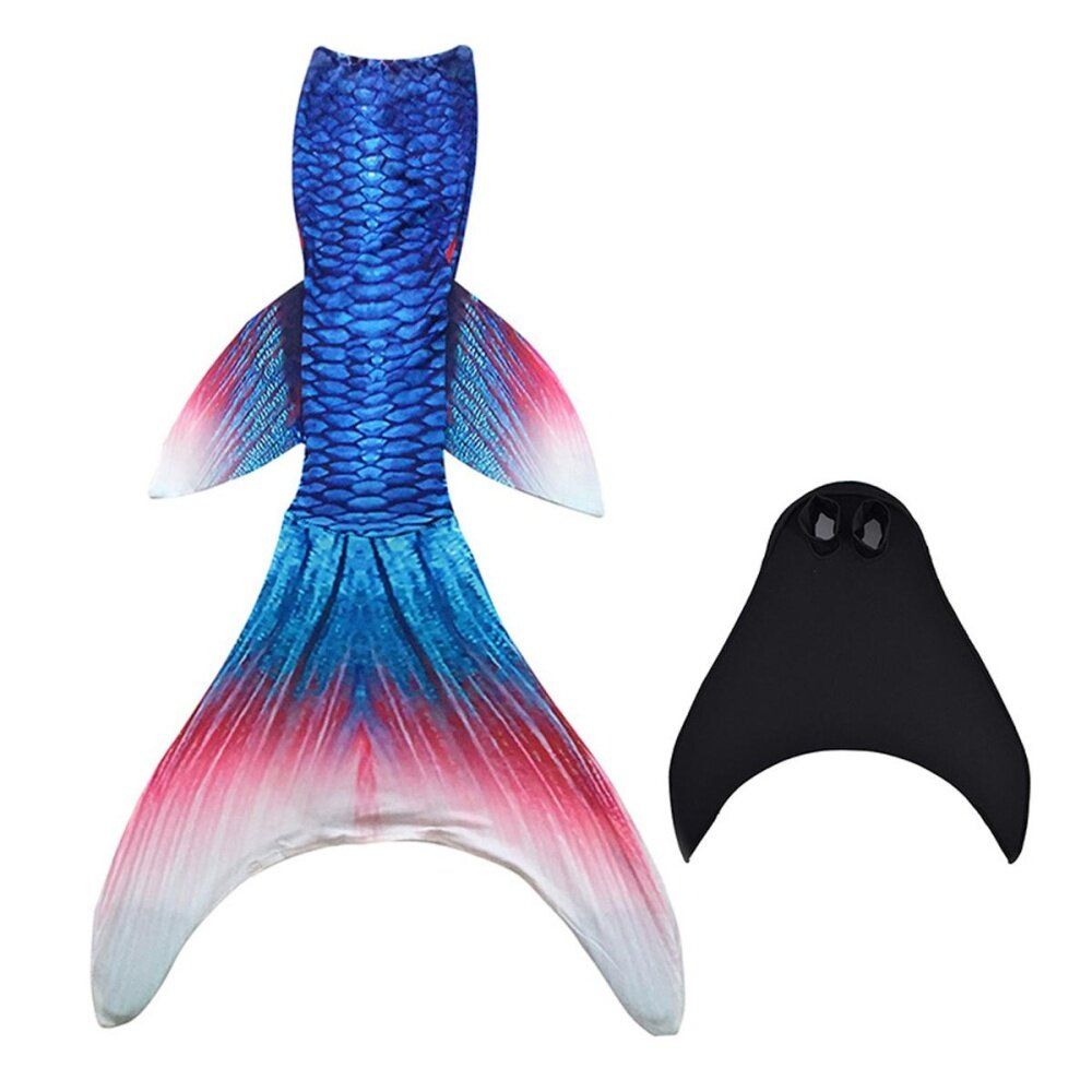 Fin Blue Mermaid Tail Monofin Swimmable Tail Kids Girls Women Swimming Costumes One Hundred And Thirty