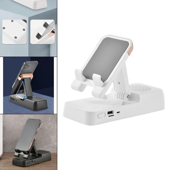 Cell Phone Stand Stable Hands Free BT 5.0 Rechargeable For Phone White