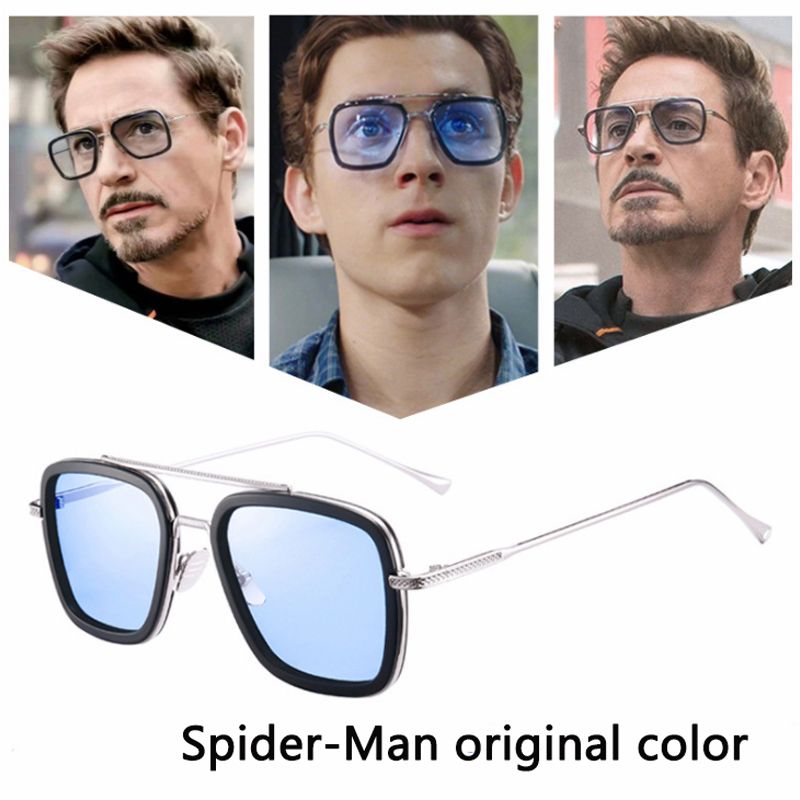 New Iron Man Sunglasses European And American Fashion Square Frame Downey Same Sunglasses Men Trend Glasses
