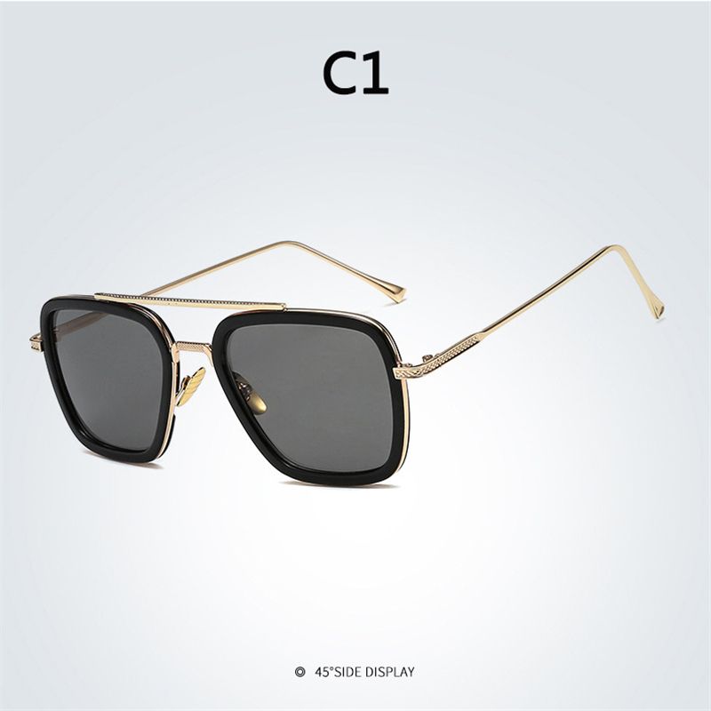 New Iron Man Sunglasses European And American Fashion Square Frame Downey Same Sunglasses Men Trend Glasses