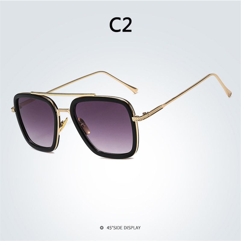 New Iron Man Sunglasses European And American Fashion Square Frame Downey Same Sunglasses Men Trend Glasses
