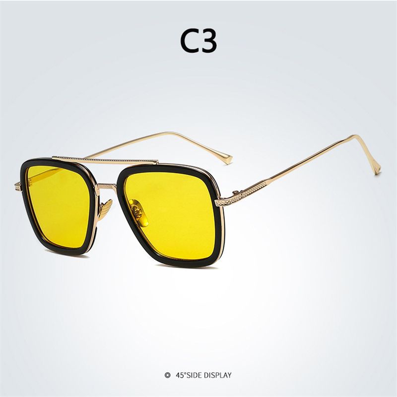 New Iron Man Sunglasses European And American Fashion Square Frame Downey Same Sunglasses Men Trend Glasses