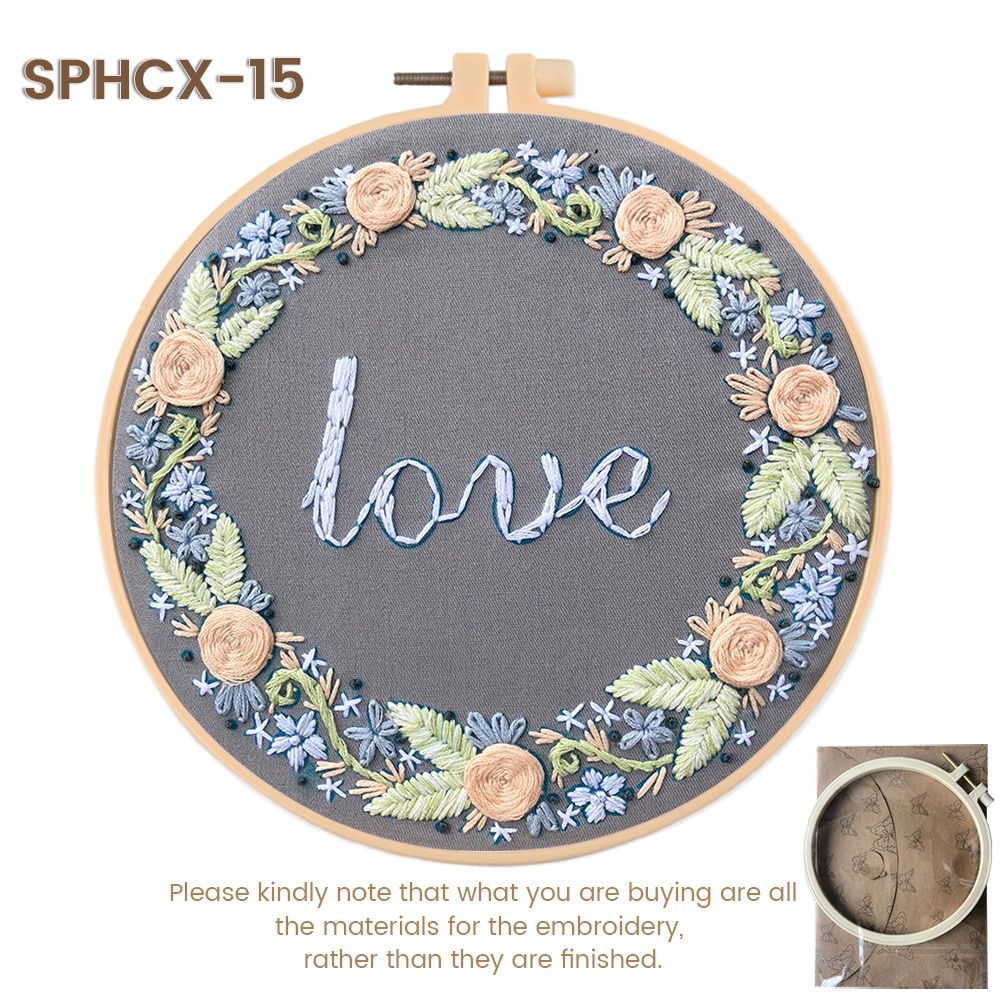Ribbon Embroidery Kits DIY With Embroidery Hoop, Pastoral Floral Full Sheet Set, For Beginner Embroidery Craft Kit Wall Painting SPHCX-15