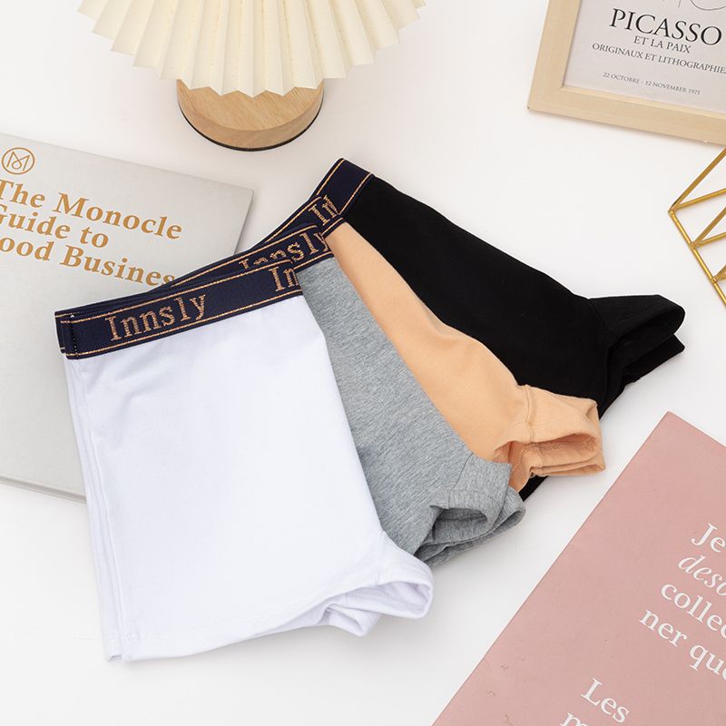 4 Pieces/Set Women Boyshort Cotton Breathable Elastic Mid Waist Female Boxer