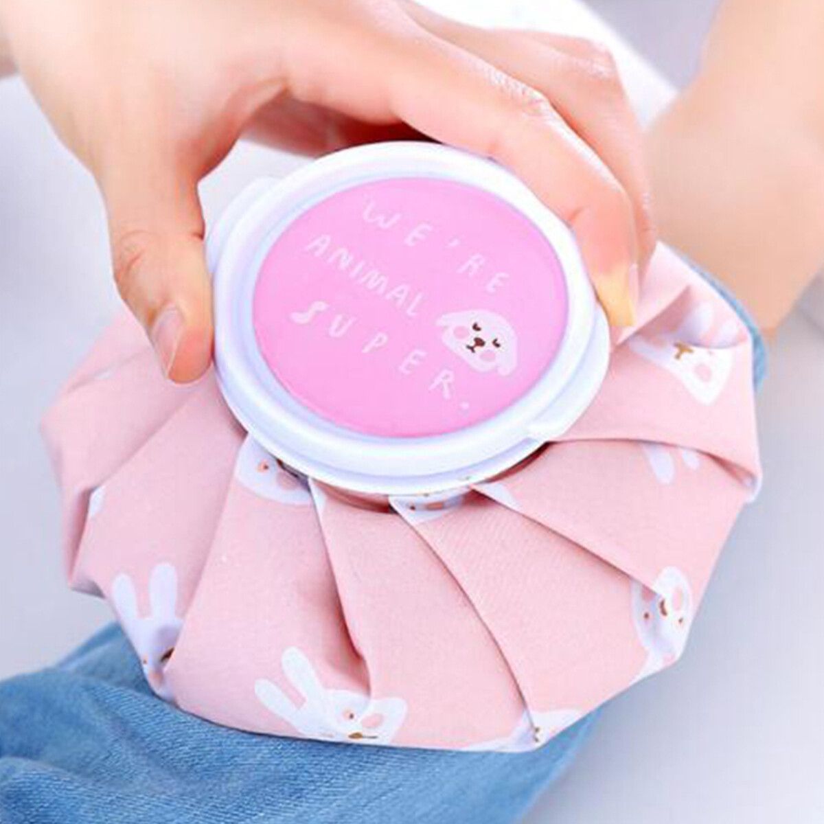1PCS Care Bags Hot Water Bottle Reusable Ice Bag Head Leg Muscle Injury Relief Pain Pink Rabbit