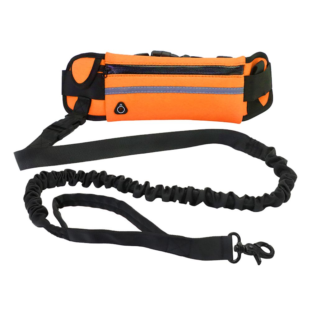 Hands Free Dog Leash With Waist Pack Belt For Walkin-Orange