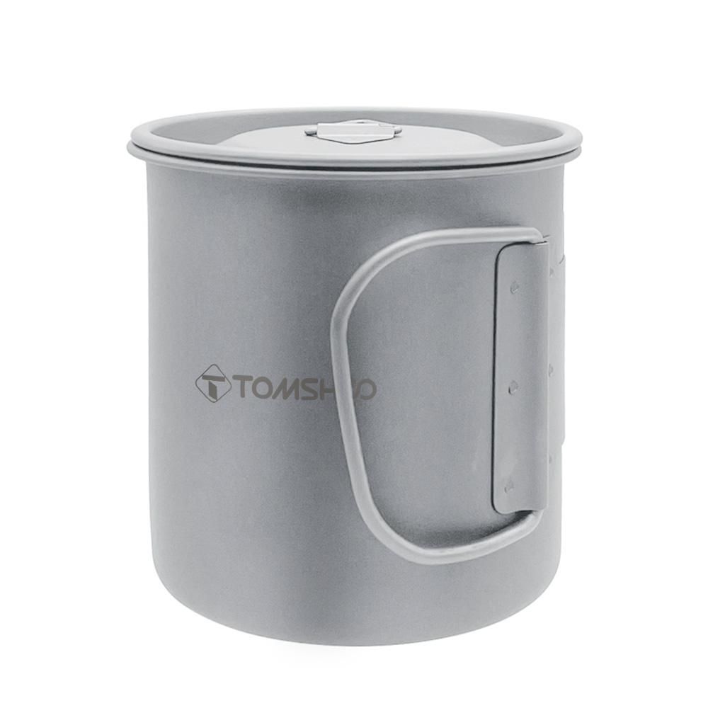 TOMSHOO 450ml Titanium Cup Camping Water Cup Picnic Mug with Lid and Tea Filter
