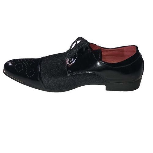 NEW Mens Leather Oxford Brogues Tuxedo SUEDE Shoes - Black