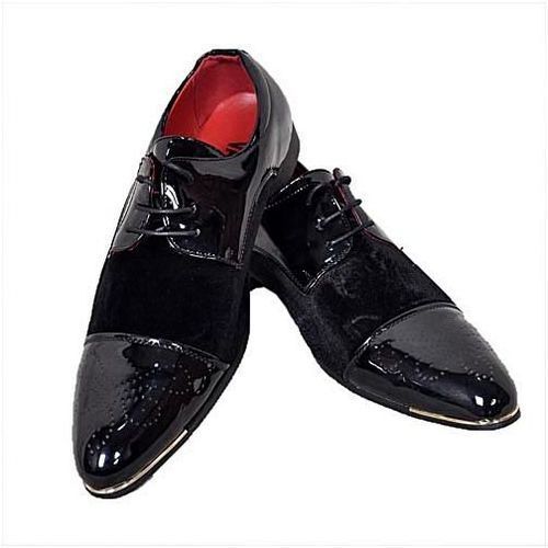 NEW Mens Leather Oxford Brogues Tuxedo SUEDE Shoes - Black