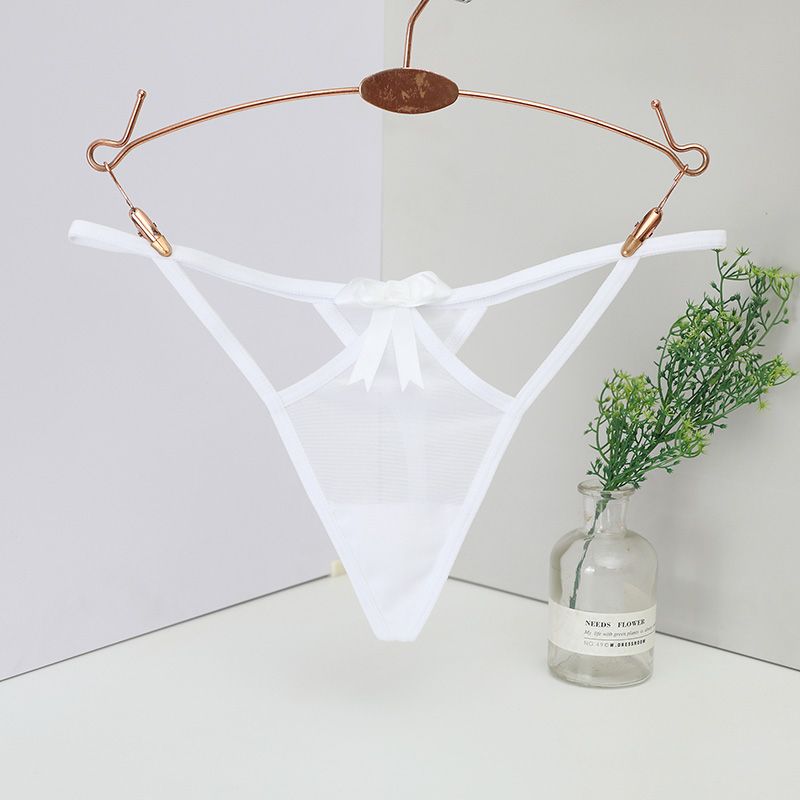 Women's Seamless G-String Sexy Cut-Out Perspective Thong Ladies Panties White