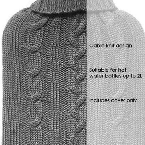 Gray Hot Water Bottle Cover Knitted Jumper Cover