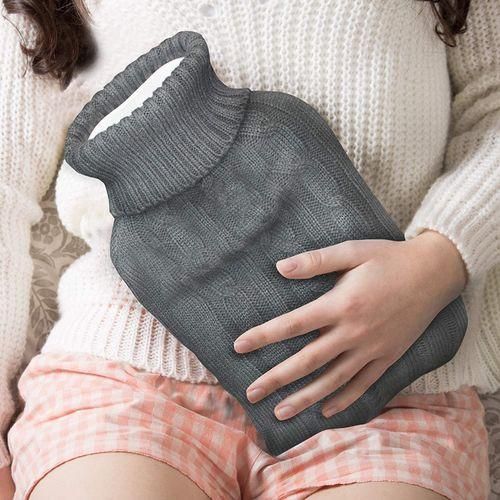 Gray Hot Water Bottle Cover Knitted Jumper Cover