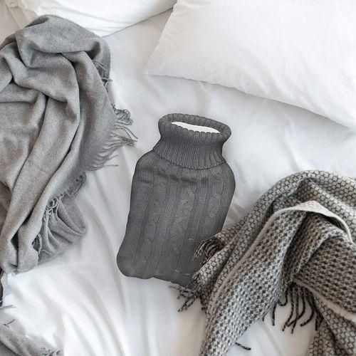 Gray Hot Water Bottle Cover Knitted Jumper Cover