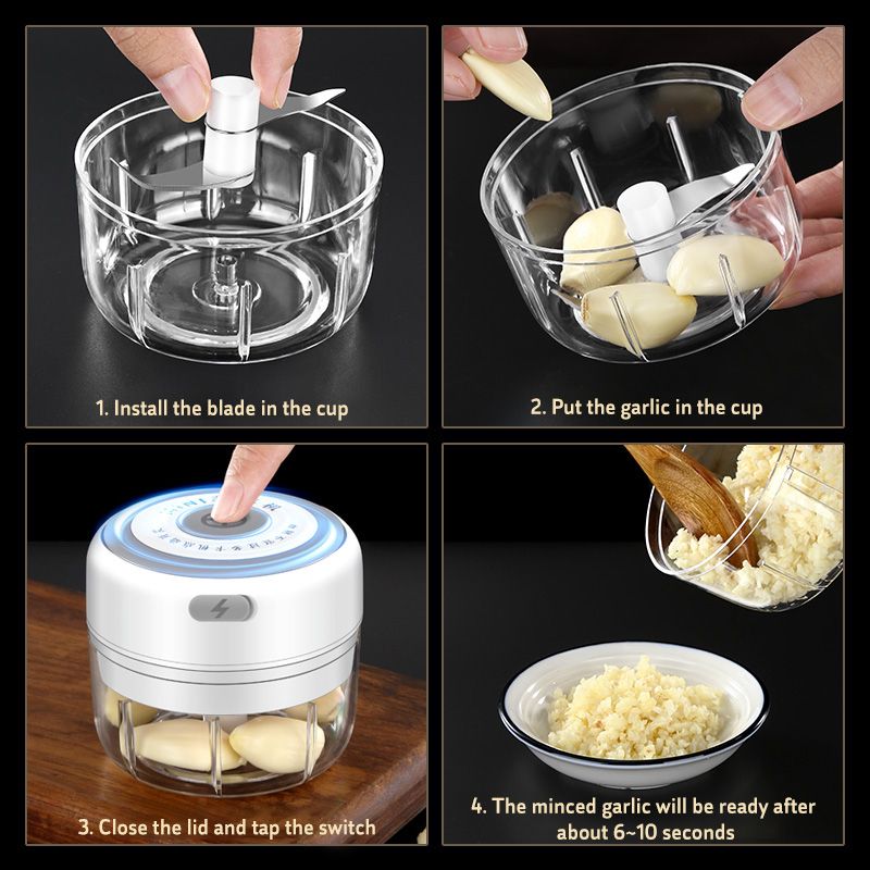 （Garlic Crusher）Multi-Function Food Chopper Meat Machine Crusher Blender Household Vegetable Chopper Shredder Garlic Cutter Meat Blender Kitchen GRE