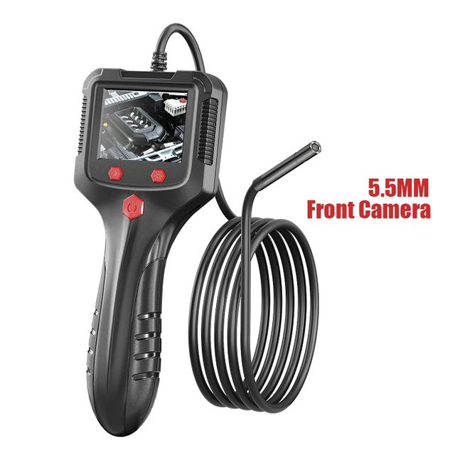 2.4'' IPS Screen Industrial Endoscope Camera HD1080P 50 Meter Pipe Sewer Inspection Borescope IP68 Waterproof LED 2600mAh P100(#5.5MM Front Lens)