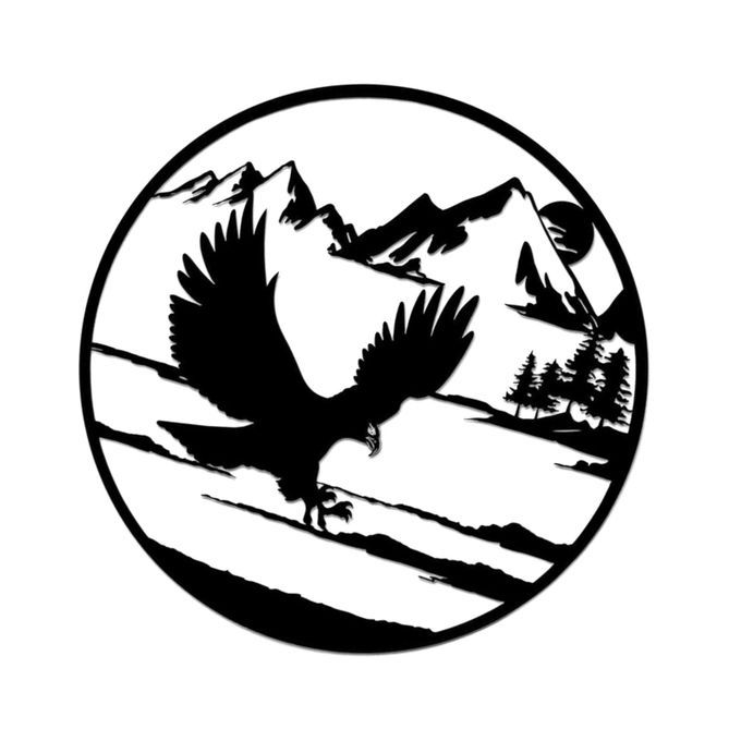 Wrought  Bald Eagle Wall Decor Silhouette Wall Statue Home Bedroom