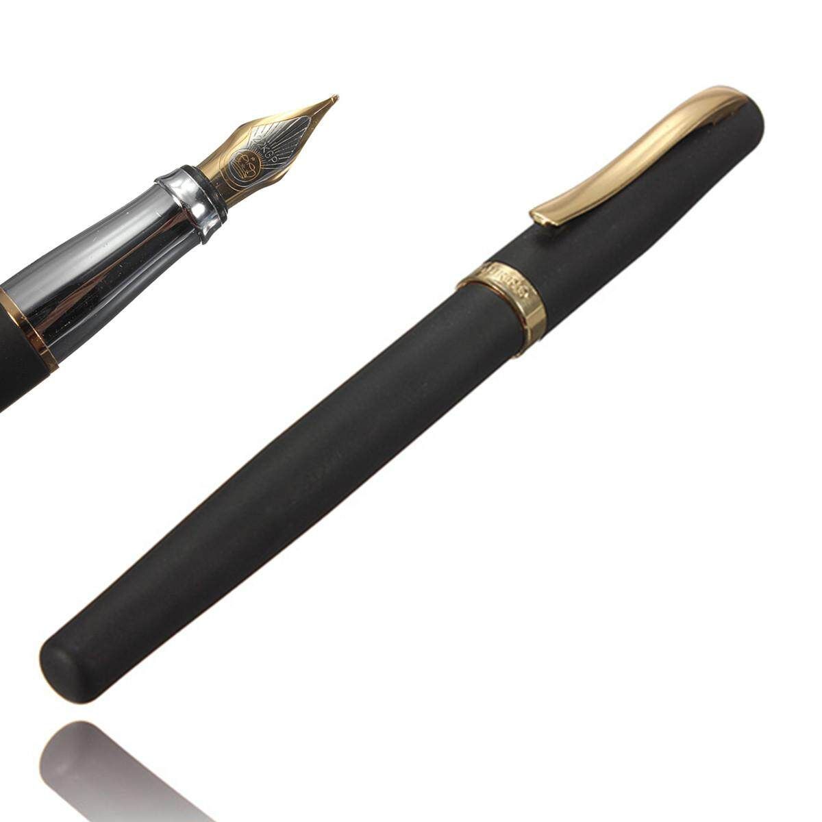 Duke 209 Fountain Pen Matte Black And Golden 22KGP M Nib For Gifts Writing New