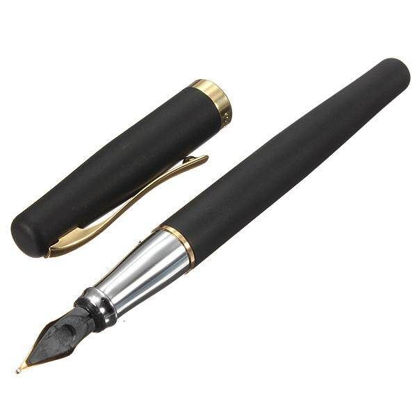 Duke 209 Fountain Pen Matte Black And Golden 22KGP M Nib For Gifts Writing New