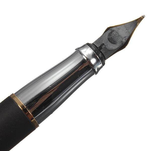 Duke 209 Fountain Pen Matte Black And Golden 22KGP M Nib For Gifts Writing New