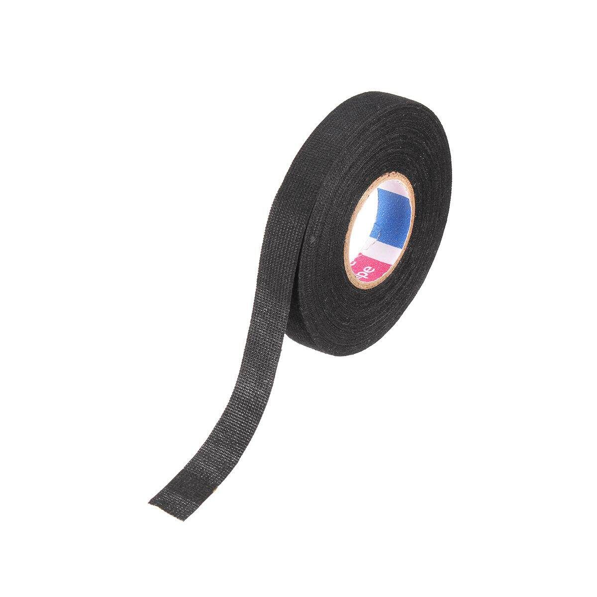 15mm X 15m Adhesive Car Cloth Fabric Tape Wool Wiring Harness Roll Black