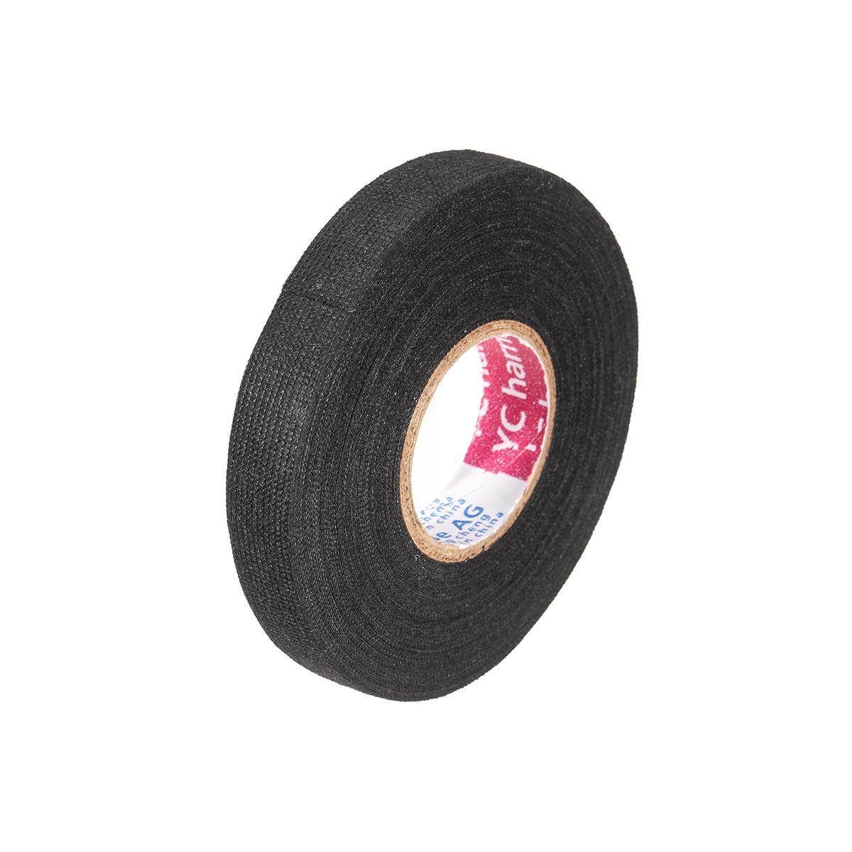 15mm X 15m Adhesive Car Cloth Fabric Tape Wool Wiring Harness Roll Black