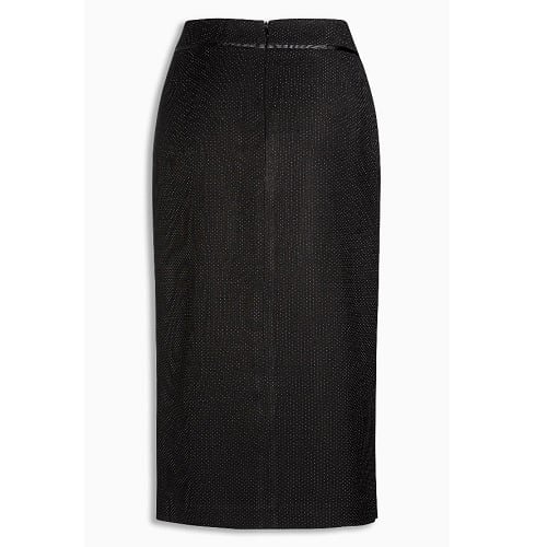 Metallic Spot Side Split Pencil Skirt - Black