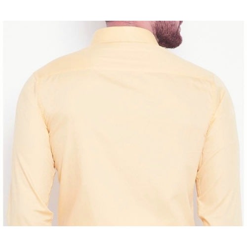 Men's Formal Shirt With Matching Tie  - Light Yellow And Purple