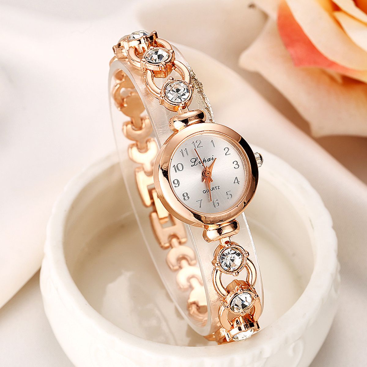 Quartz Watch Crystal Alloy Bracelace Ladies