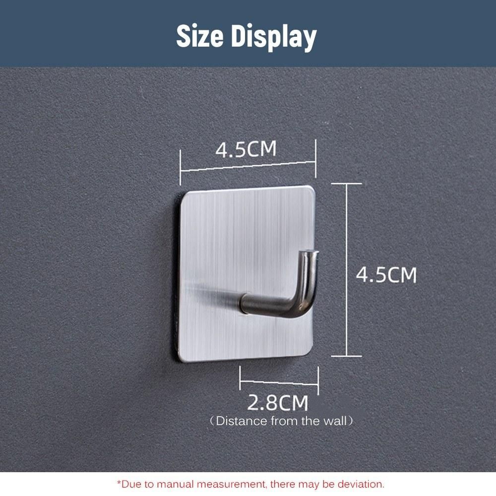 304 Stainless Steel Adhesive Hook Set Pack of 4 Hooks Rustproof Heavy Duty Sticky Hooks for Home Bedroom Living Room Kitchen Bathroom Wall Cabinet