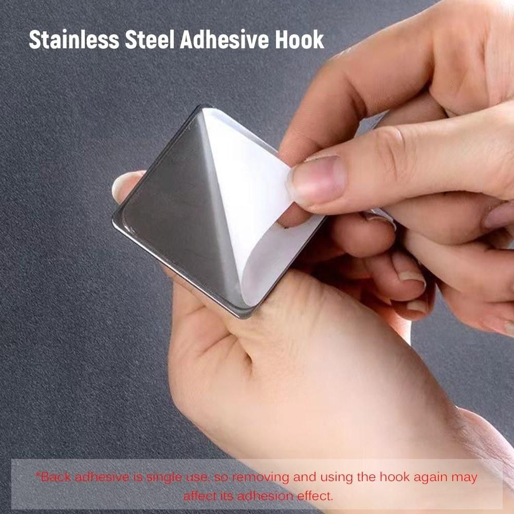 304 Stainless Steel Adhesive Hook Set Pack of 4 Hooks Rustproof Heavy Duty Sticky Hooks for Home Bedroom Living Room Kitchen Bathroom Wall Cabinet