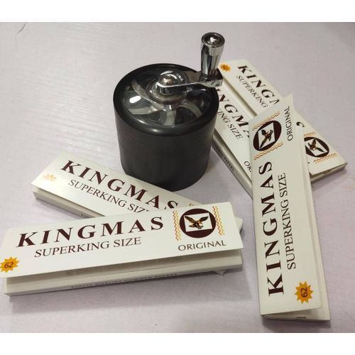 Metal  Weed Grinder 4 Part Tobacco Crusher + Kingmax Rizla